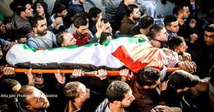 The funeral of martyr Muhammad Mubarak today at the Jalazoun refugee camp near Ramallah.